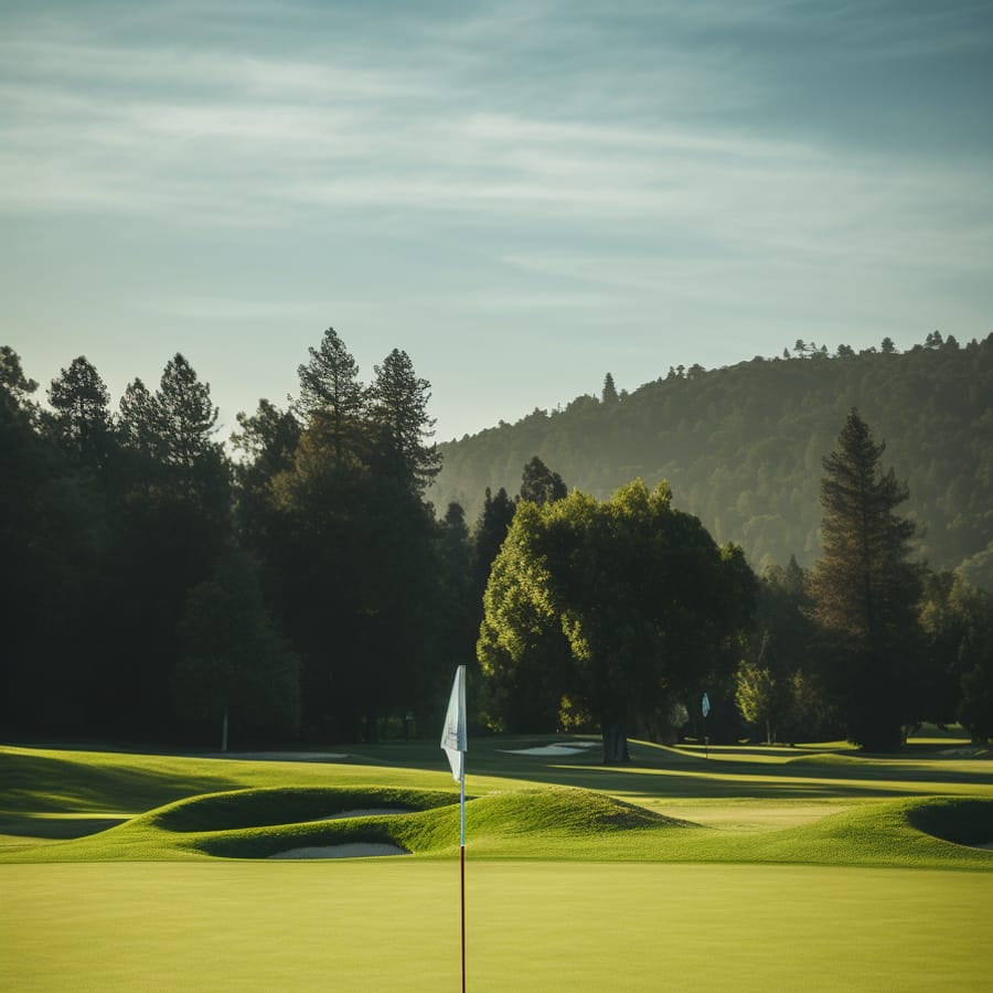 Green da golf con bandiera